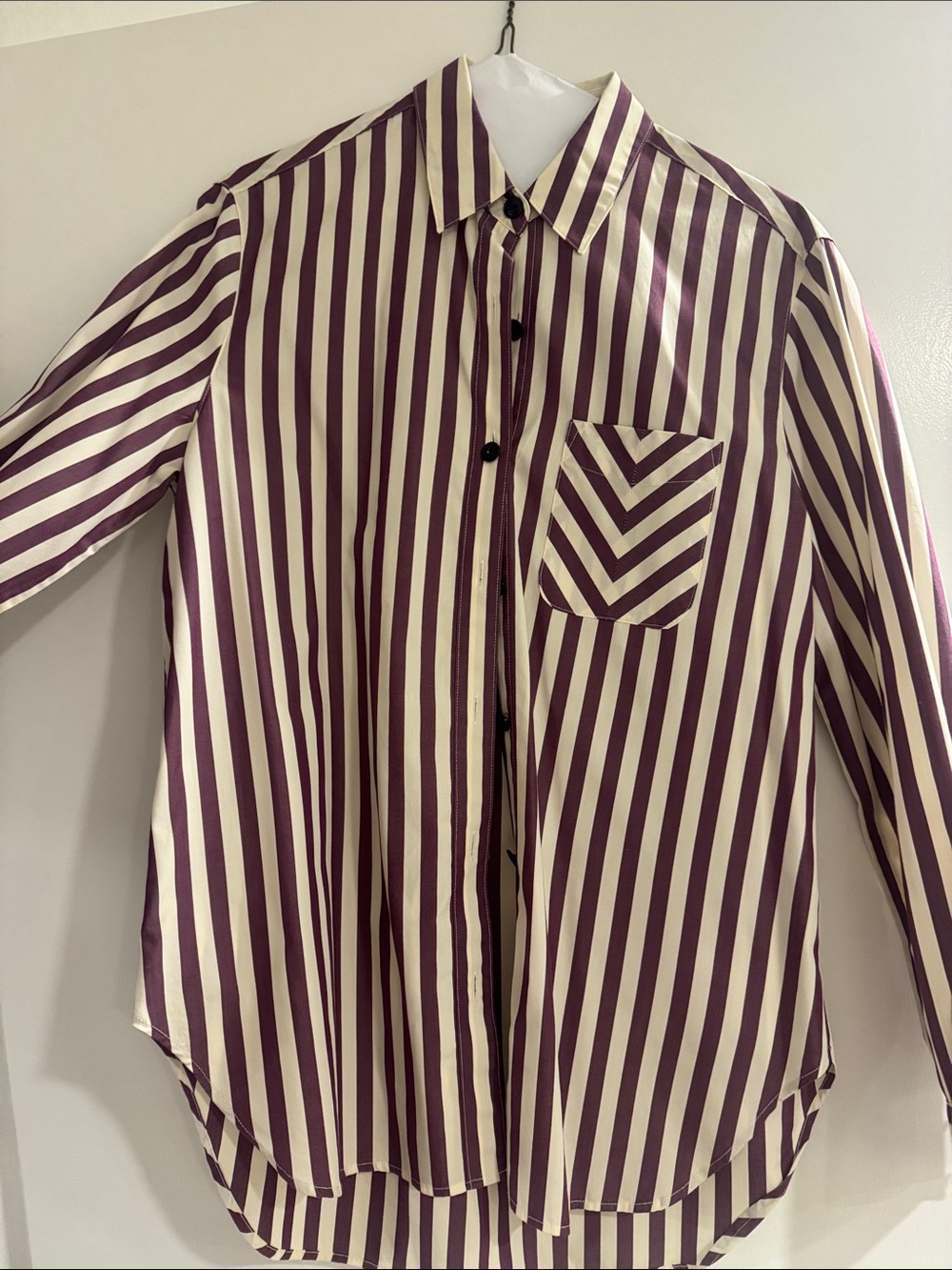 rag & bone Cream and Plum Striped Button-Down Shirt